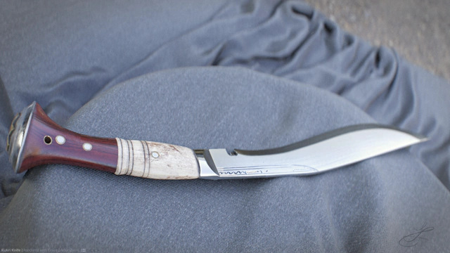 Reverse shot of the kukri knife.